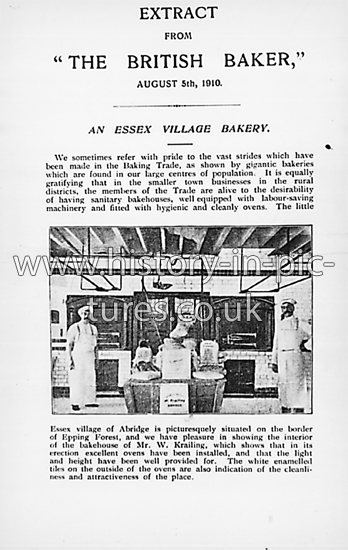 An Essex Village Bakery, Abridge, Essex. c.1910